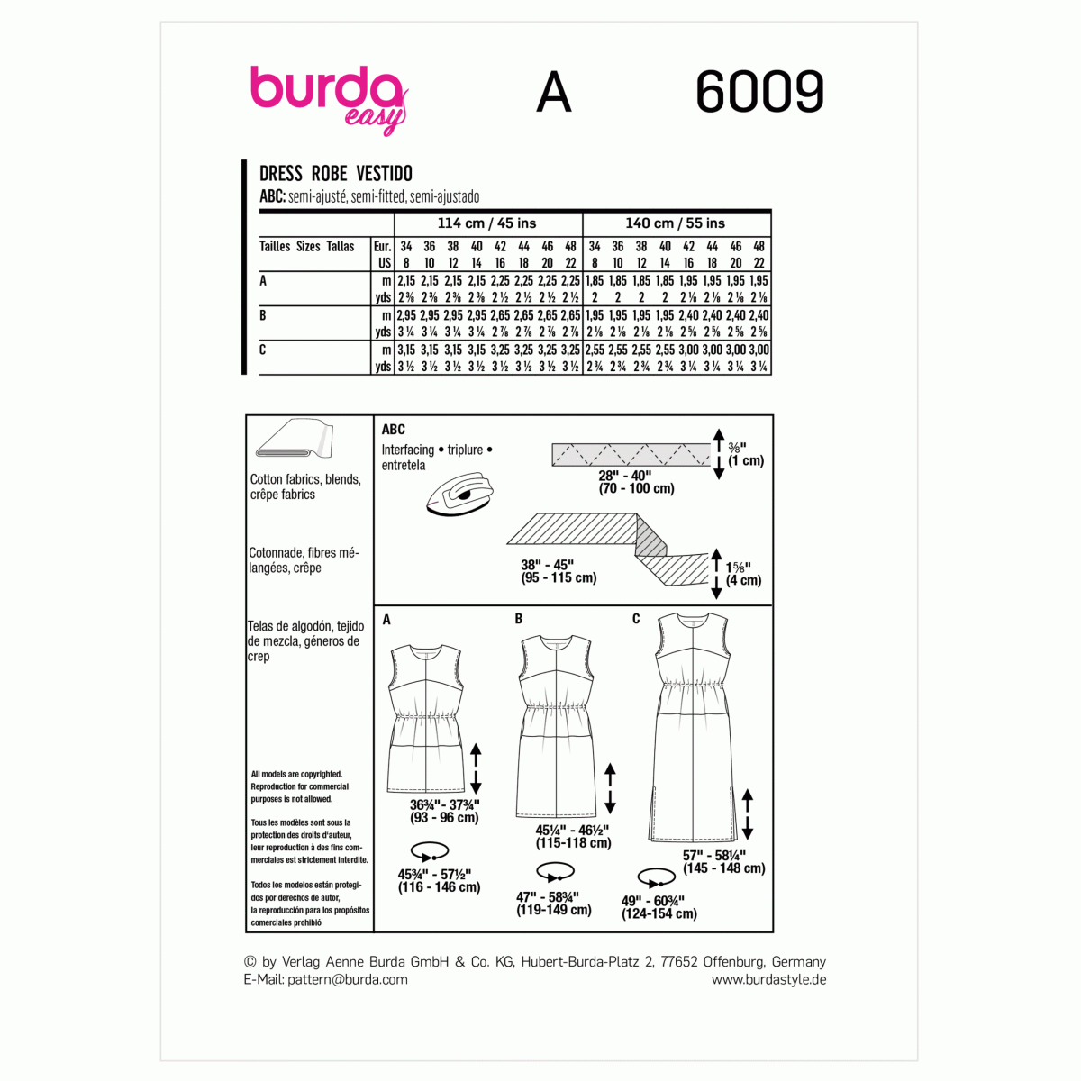 Burda Style Pattern 6009 Misses' Dress
