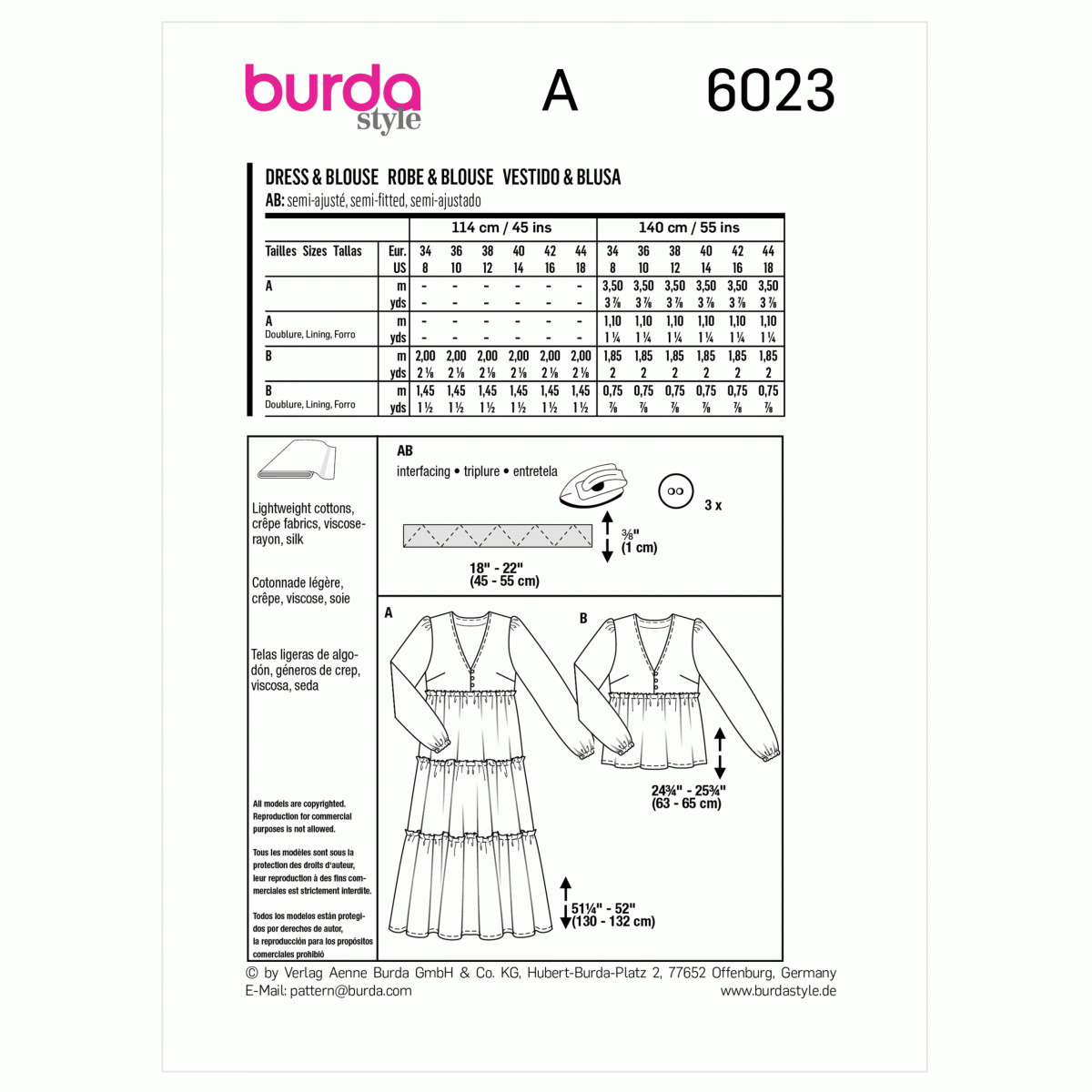 Burda Style Pattern 6023 Misses' Dress and Blouse