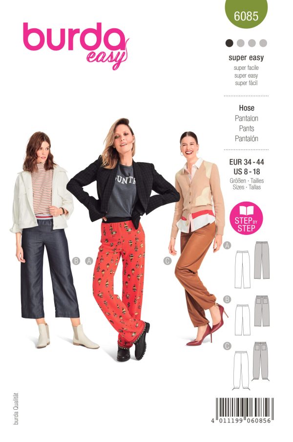 Burda Style Pattern 6085 Misses' Pull-on Trousers