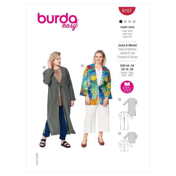 Burda Style Pattern 6107 Women's Jacket or Coat