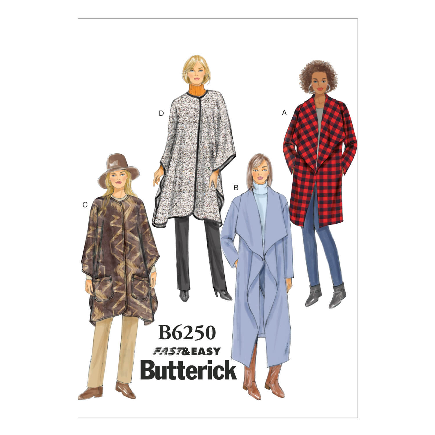 Butterick Sewing Pattern B6250 Misses' Jacket, Coat and Wrap