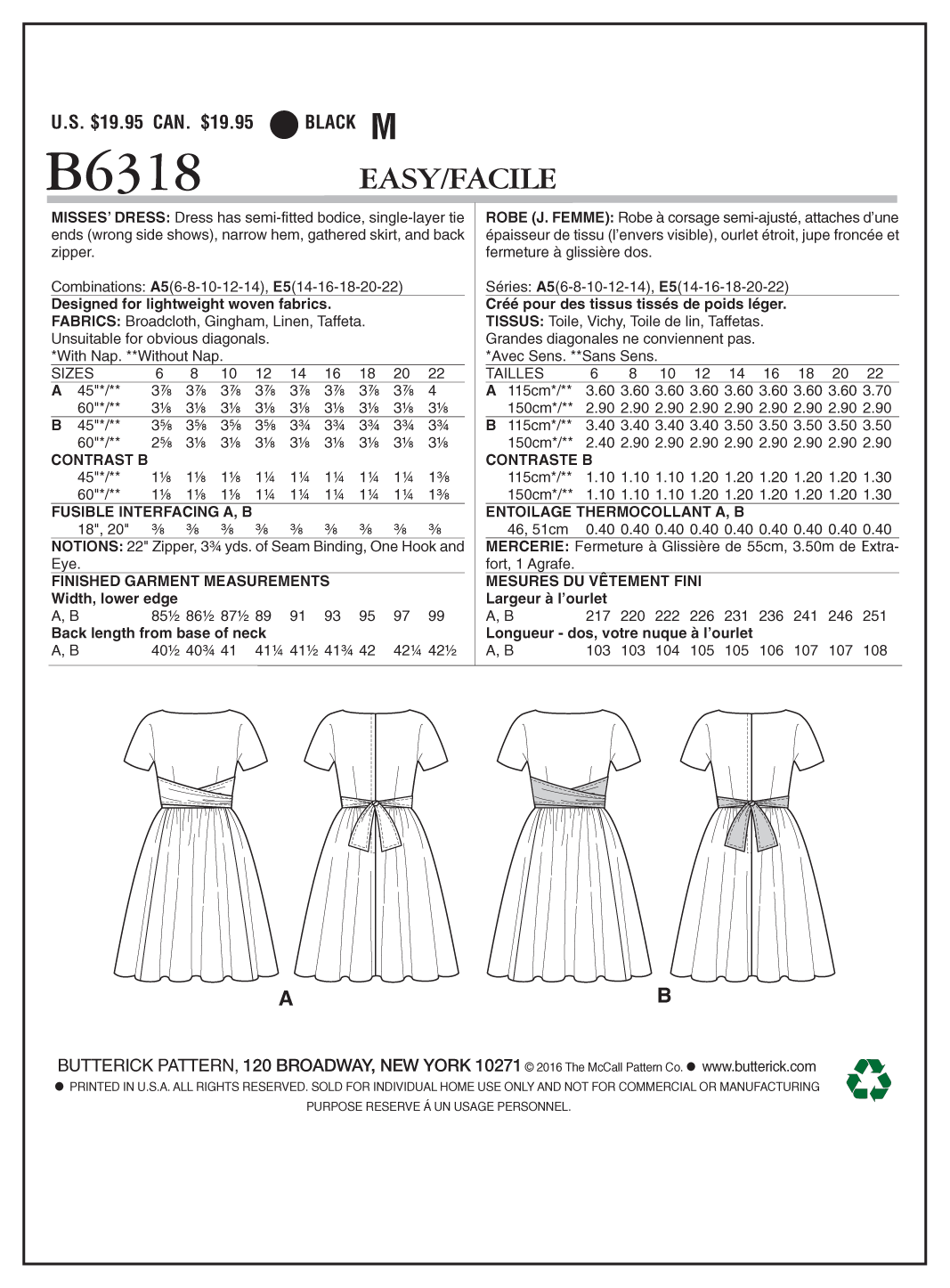 Butterick Sewing Pattern B6318 Retro Dress