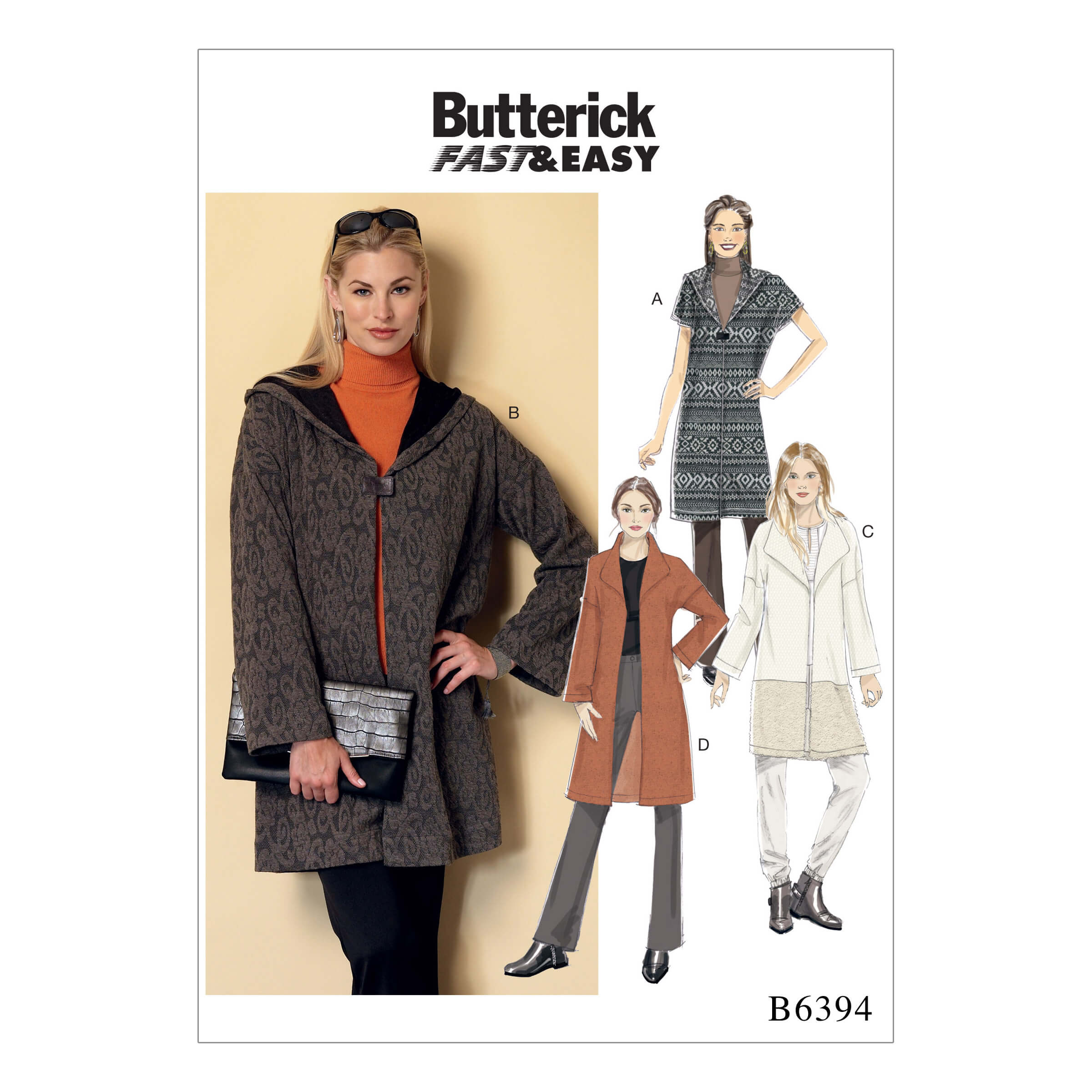 Butterick Sewing Pattern B6394 Misses' Shawl Collar Coats