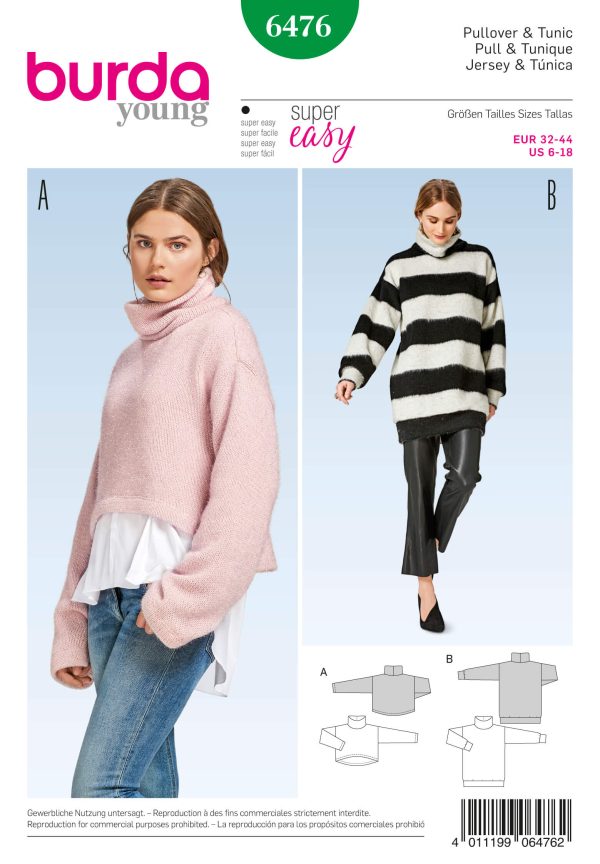 Burda Style Pattern B6476 Women's Pullover Collared Top