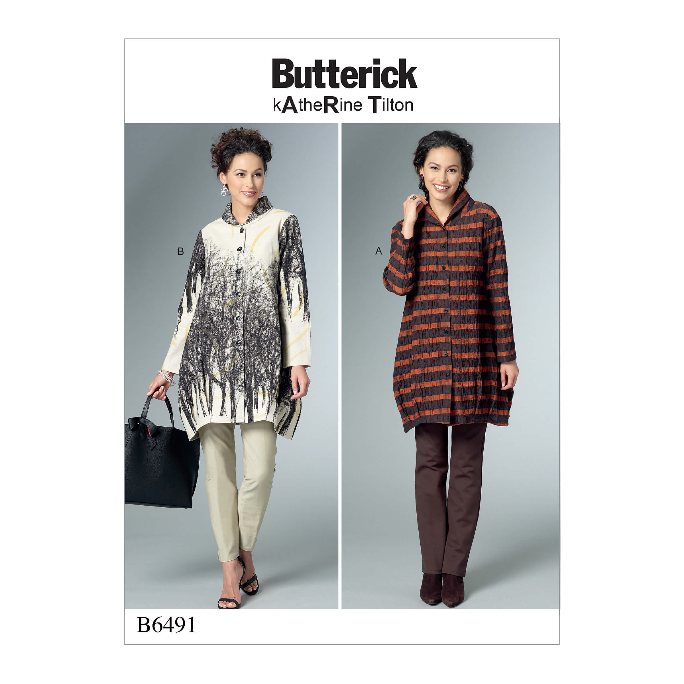 Butterick Sewing Pattern B6491 Misses' Loose Shirts with Stand Collar, Shaped Hem and Tucks