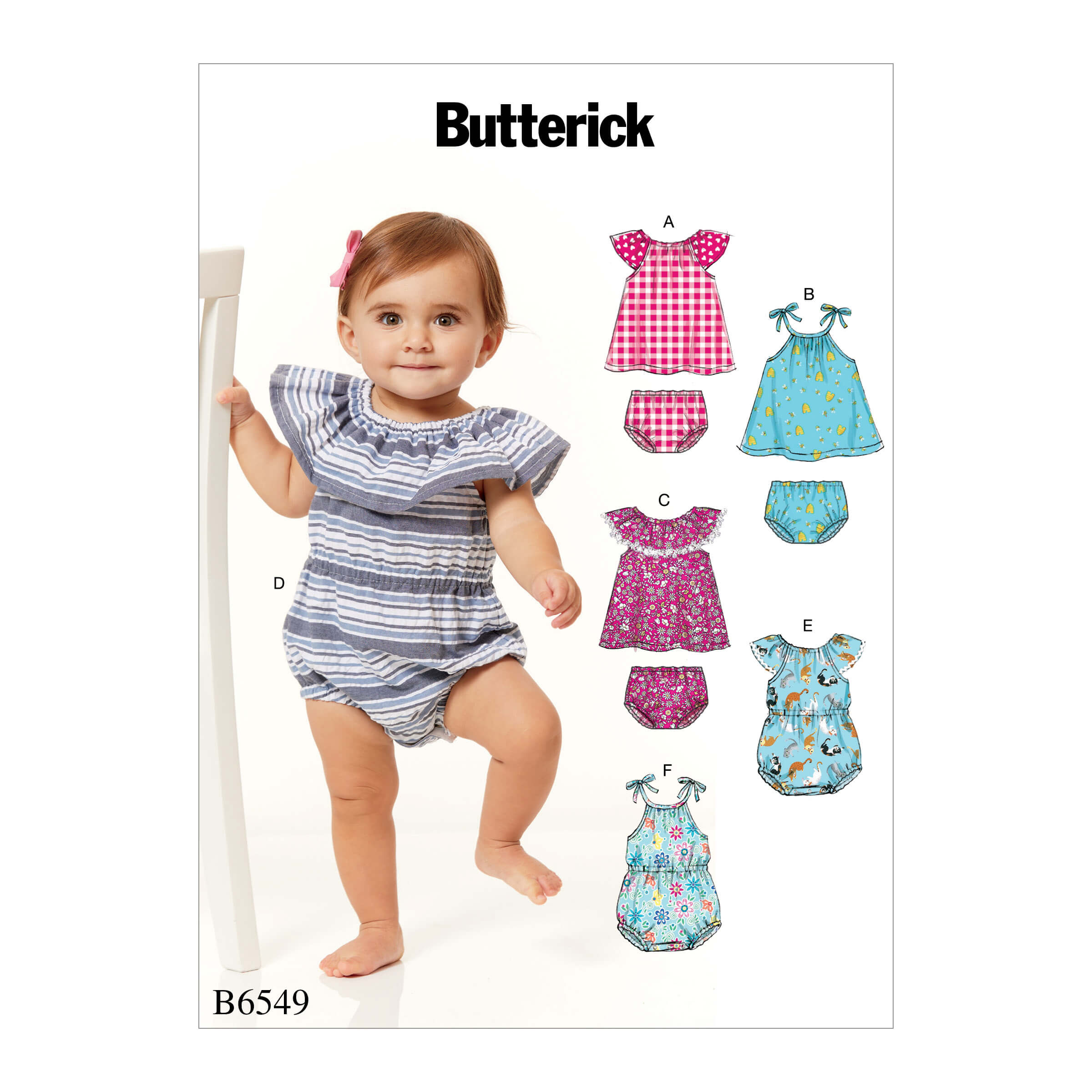 Butterick Sewing Pattern B6549 Infants Romper, Dress and Panties