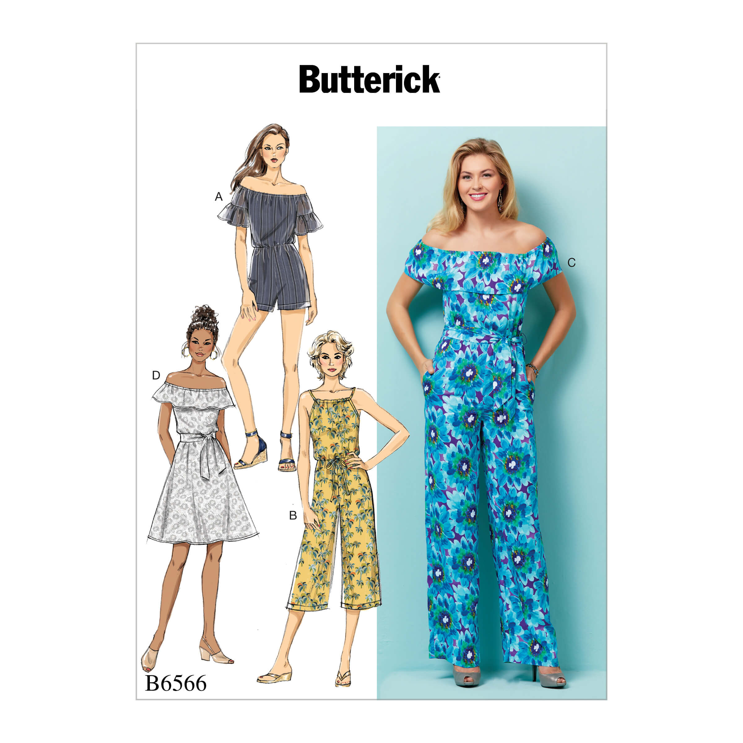 Butterick Sewing Pattern B6566 Misses'/Misses' Petite Dress,Romper, Jumpsuit and Sash