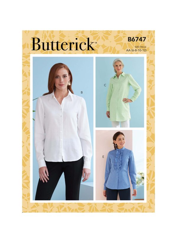 Butterick Sewing Pattern B6747 Misses' Button-Down Collared Shirts