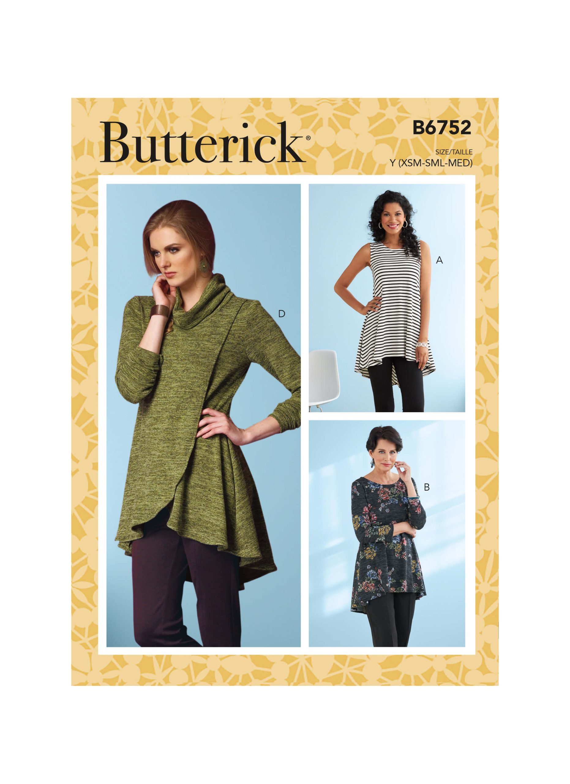 Butterick Sewing Pattern B6752 Misses' Fit and Flare Knit Tunics