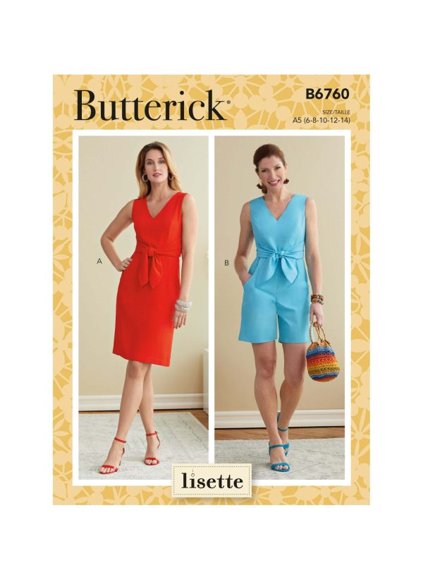Butterick Sewing Pattern B6760 Misses' Dress and Playsuit. Lisette.