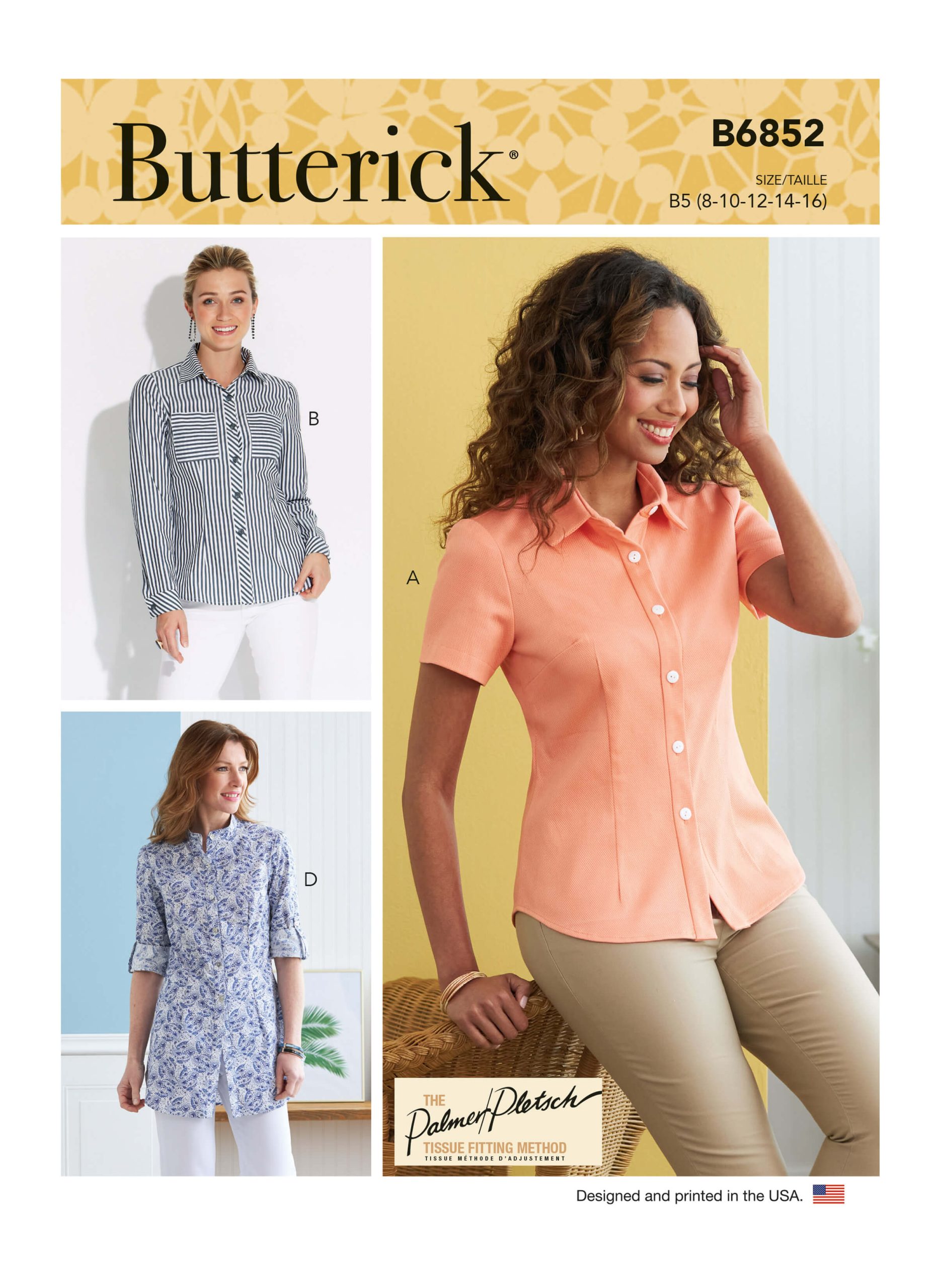 Butterick Sewing Pattern B6852 Misses' Button-Down Shirts With