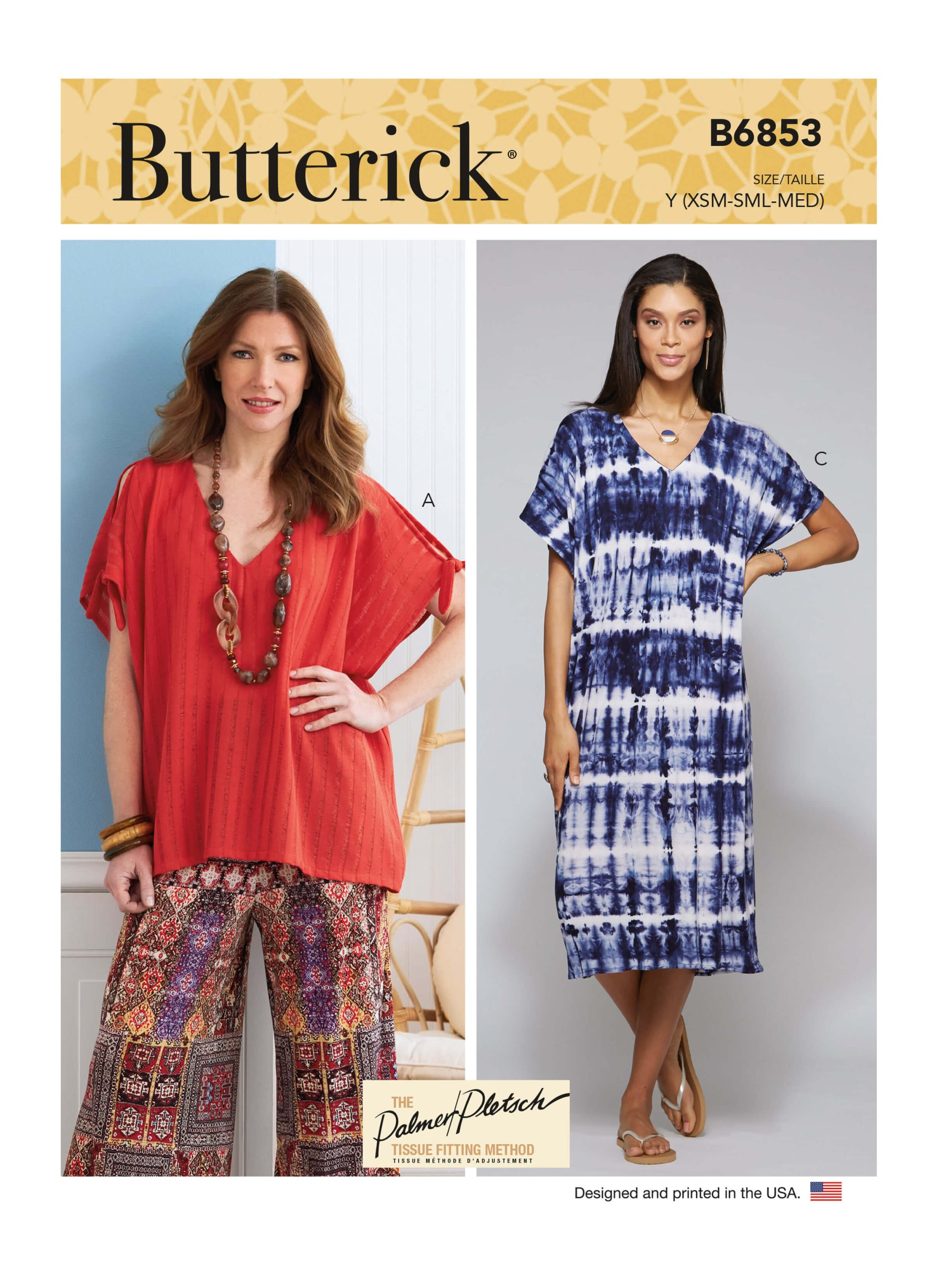 Butterick Sewing Pattern B6853 Misses' V-Neck Pullover Tunic & Dresses Palmer/Pletsch