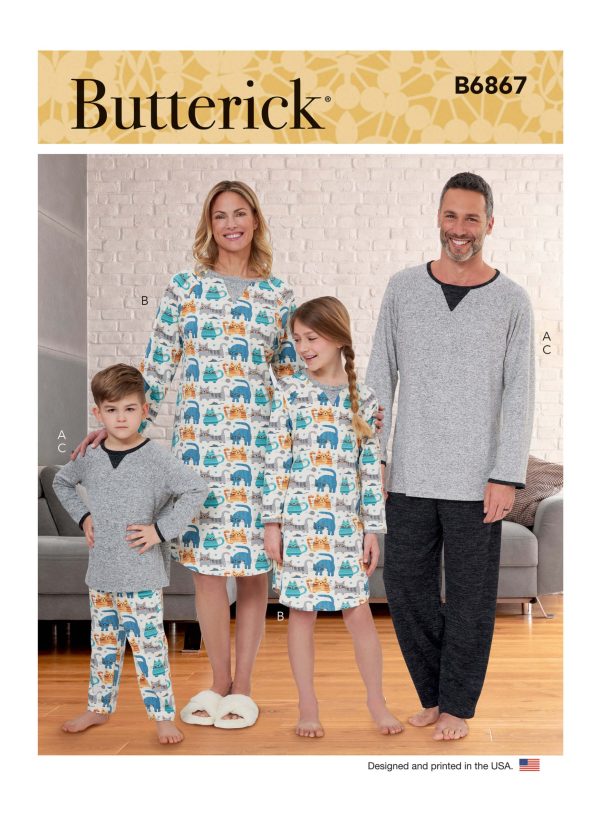 Butterick Sewing Pattern B6867 Misses', Men's, Children's, Boys', Girls' Top, Tunic and Trousers
