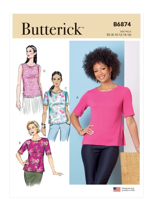 Butterick Sewing Pattern B6874 Misses' Knit Tops