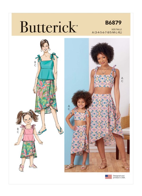 Butterick Sewing Pattern B6879 Children's and Misses' Tops and Skirt