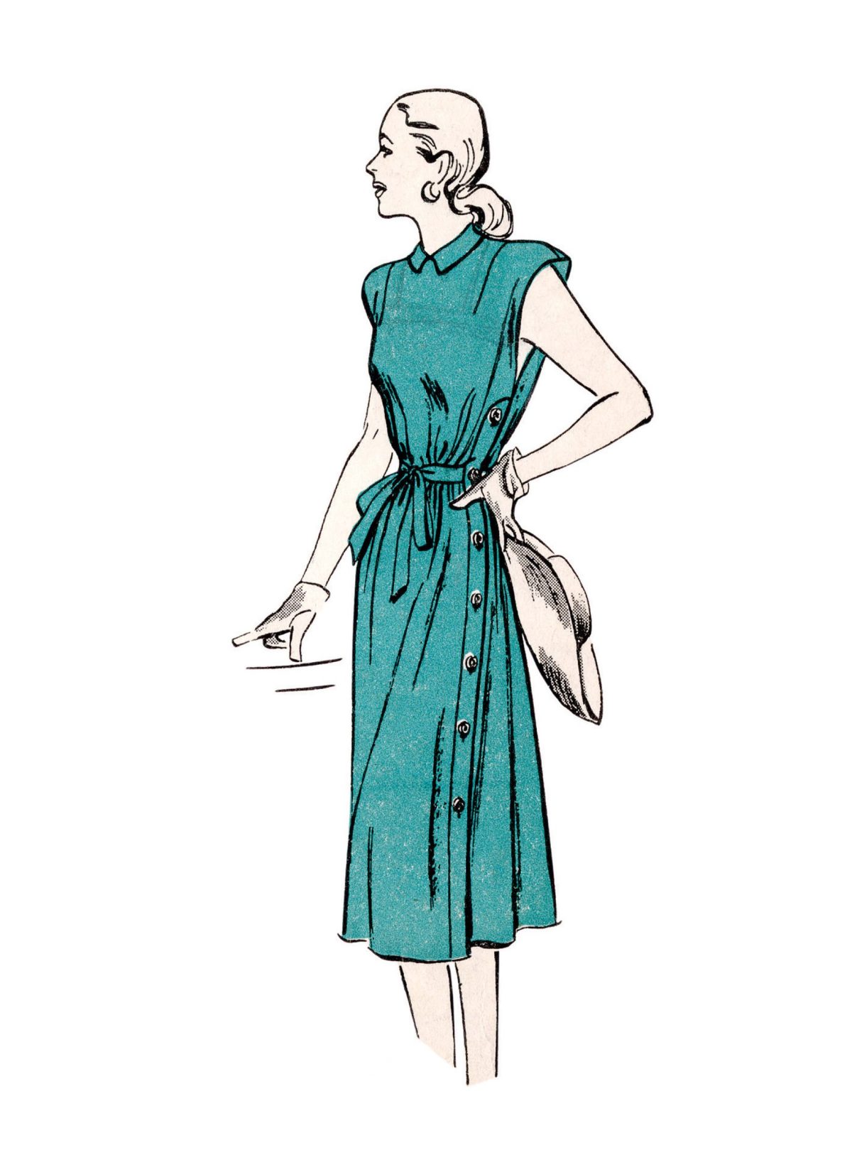 Butterick Sewing Pattern B6889 Misses' Retro 1950s Side-Buttoning Dress
