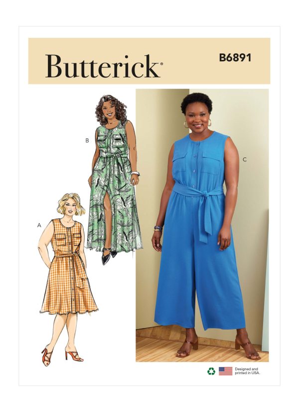 Butterick Sewing Pattern B6891 Women's Dress, Jumpsuit and Sash