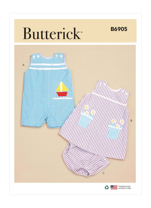Butterick Sewing Pattern B6905 Baby Overalls, Dress and Panties