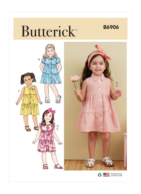 Butterick Sewing Pattern B6906 Toddlers' Dress and Headband