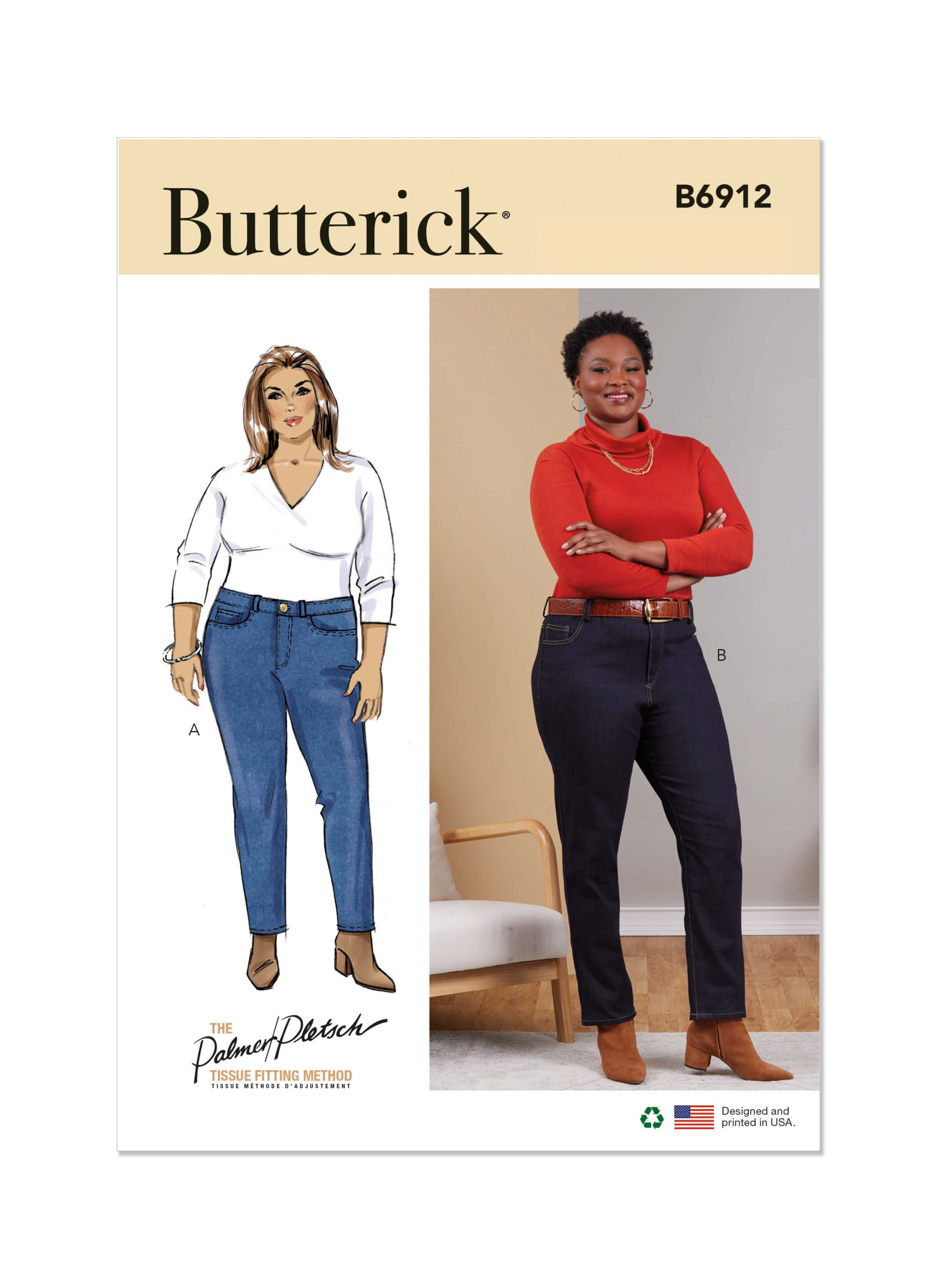 Butterick Sewing Pattern B6912 Women's Jeans by Palmer/Pletsch