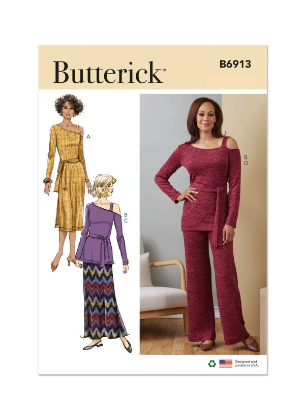 Butterick Sewing Pattern B6913 Misses' Knit Dress, Top, Skirt and Troussers