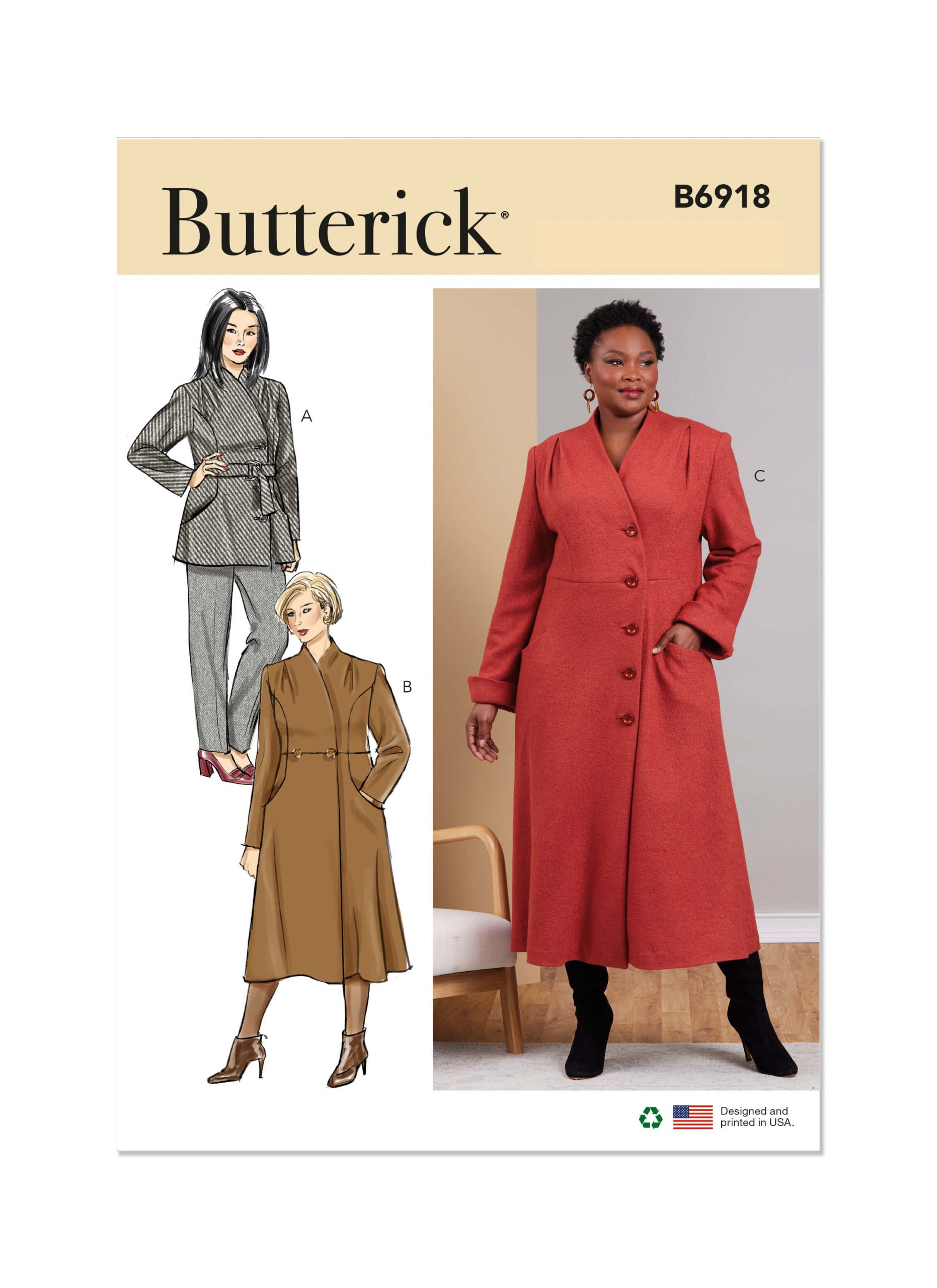 Butterick Sewing Pattern B6918 Women's Coat