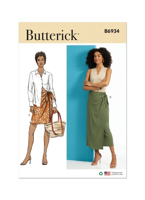 Butterick Sewing Pattern B6934 Misses' Wrap Skirt in Two Lengths