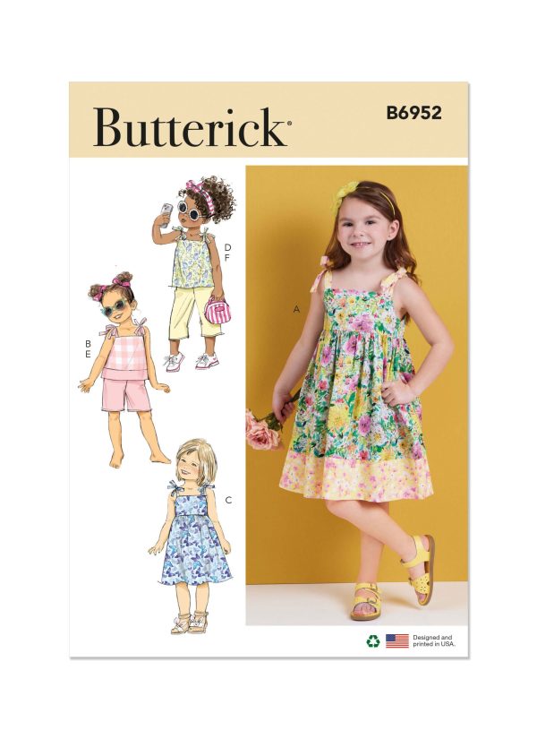 Butterick Sewing Pattern B6952 Children's Dresses, Tops, Shorts and Trousers