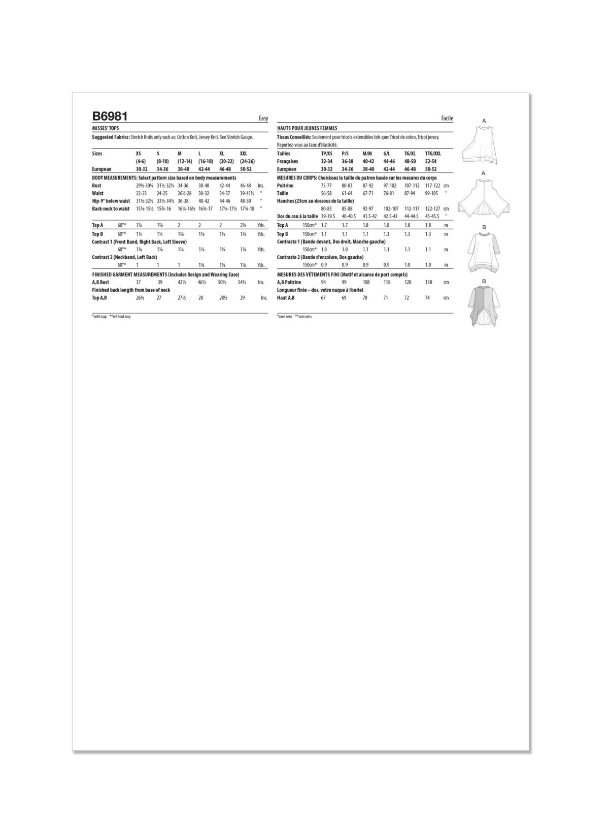 Butterick Sewing Pattern B6981 Misses' Tops by Katherine Tilton
