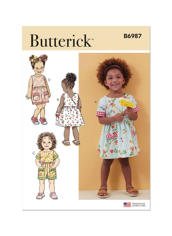 Butterick Sewing Pattern B6987 Toddlers' Dresses and Rompers