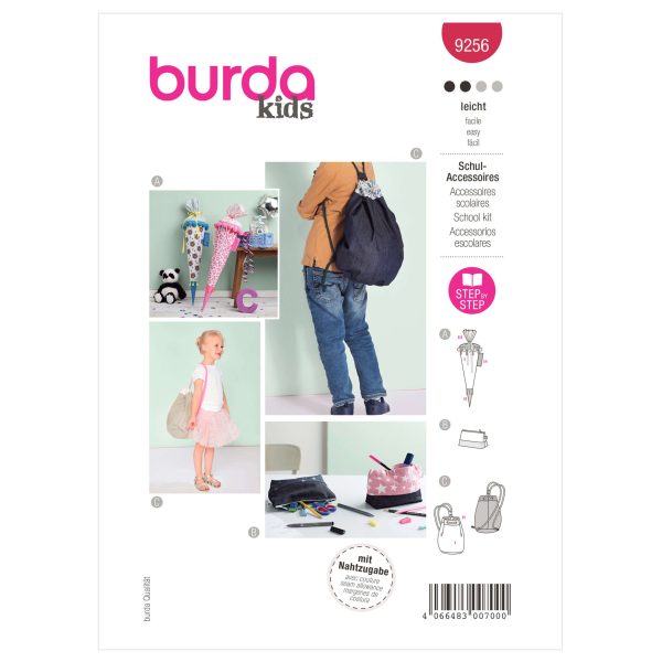 Burda Style Pattern 9256 School Cone, Pencil Case and Gym Bag