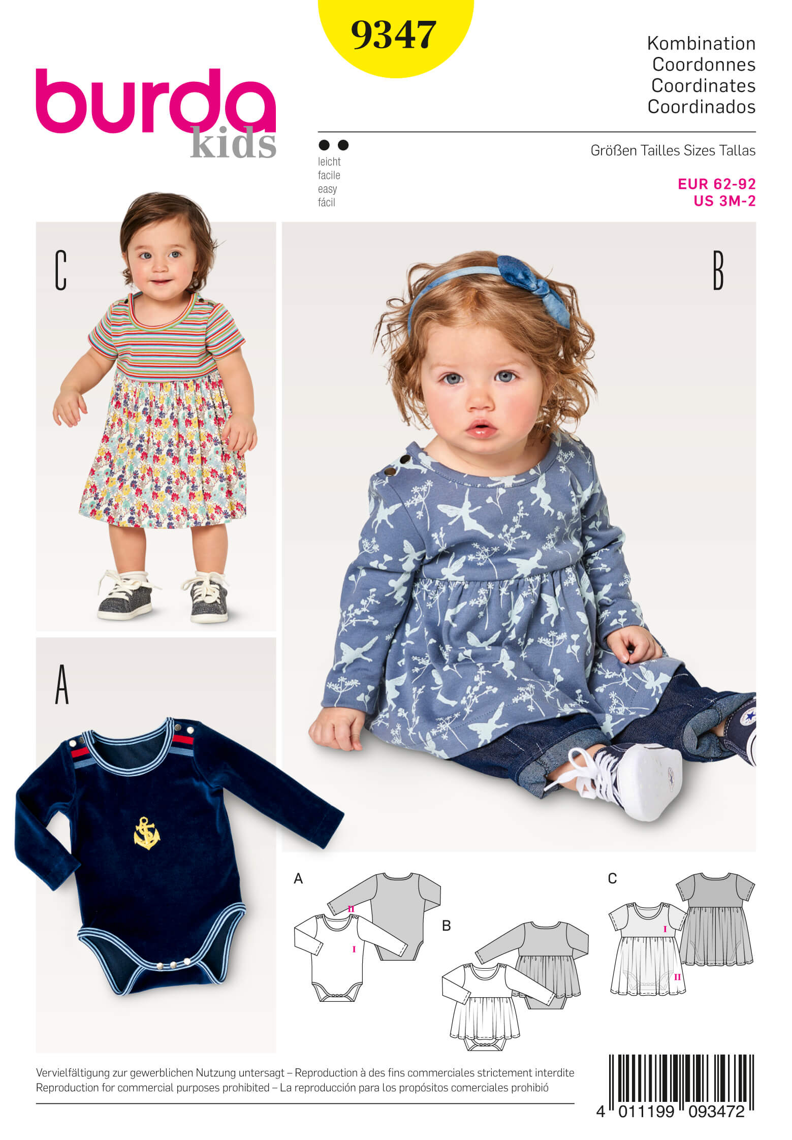 Burda Style Pattern B9347 Baby's Dress and Bodysuit