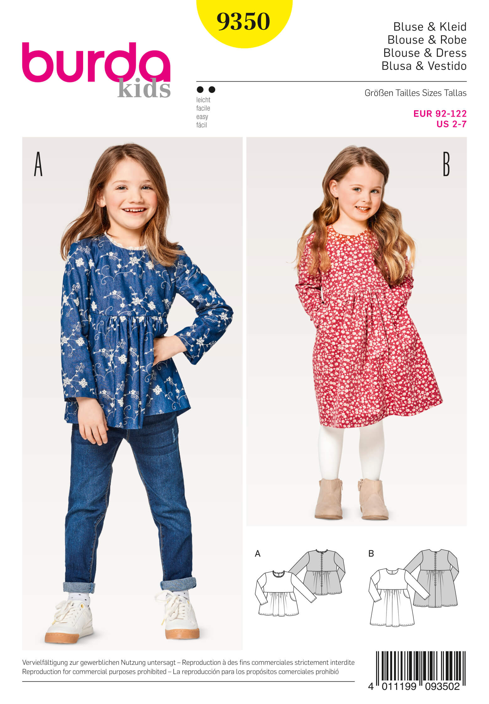 Burda Style Pattern B9350 Child's Dresses