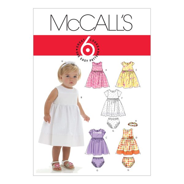 McCall's Sewing Pattern M6015 Infants' Lined Dresses, Panties And Headband