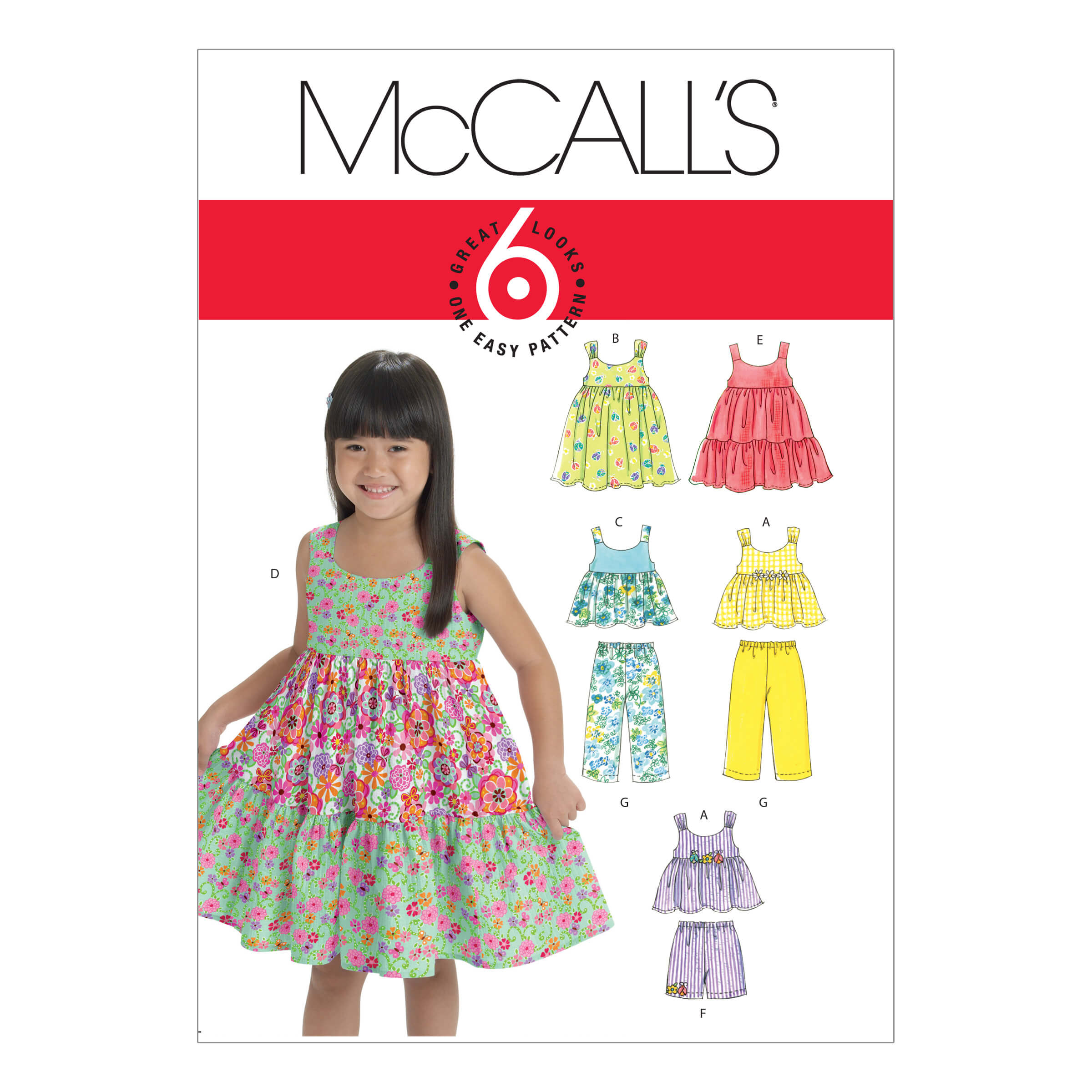 McCall's Sewing Pattern M6017 Toddlers'/Children's Tops, Dresses, Shorts And Pants