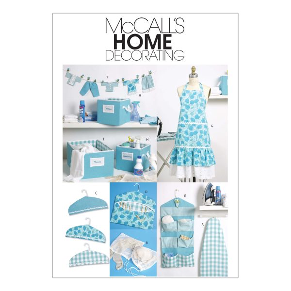McCall's Sewing Pattern M6051 Apron, Ironing Board Cover, Organizer, Bins, Hanger Cover, Clothespin Holder, Banner and Scissor Caddy