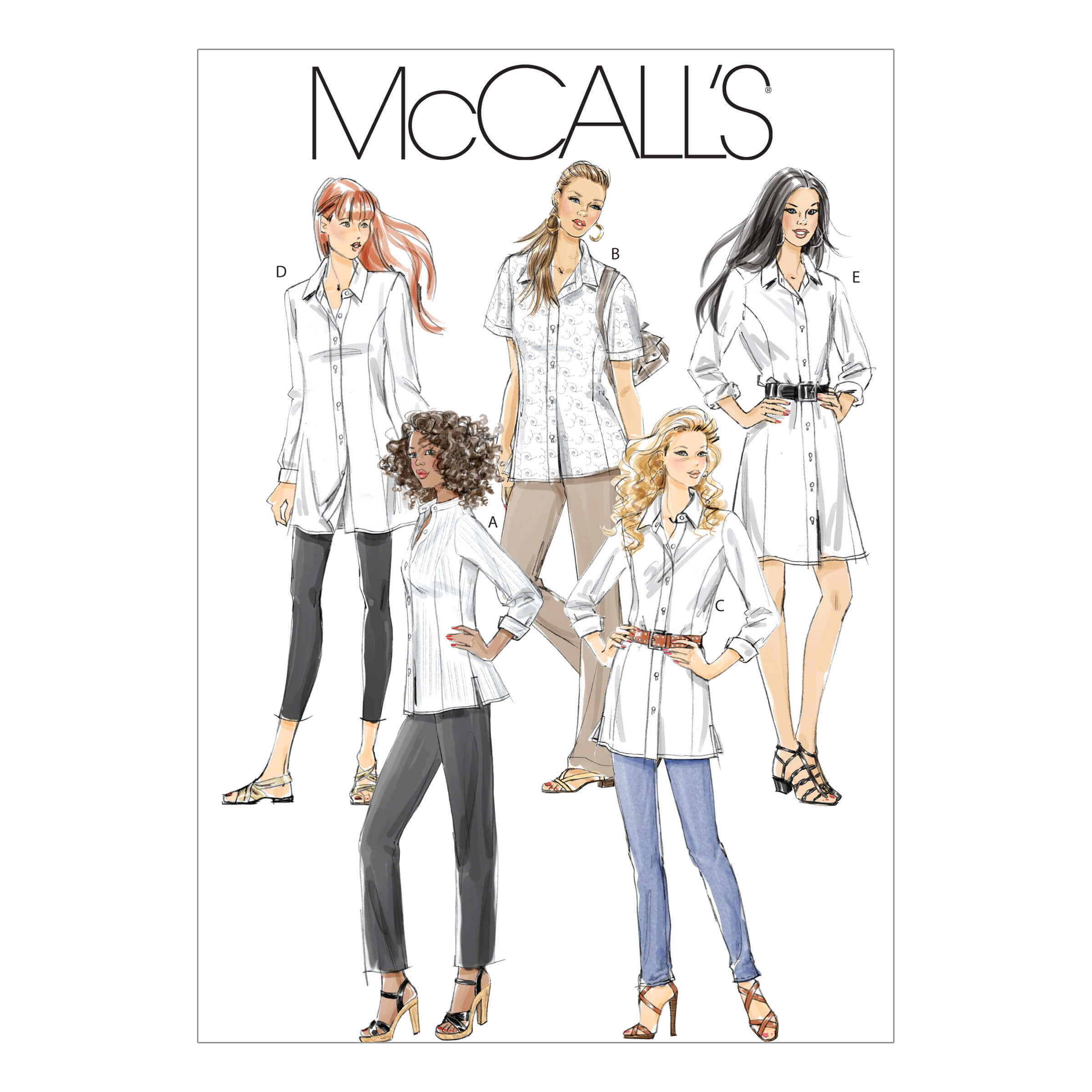 McCall's Sewing Pattern M6124 Misses'/Miss Petite/Women's/Women's Petite Shirts In 3 Lengths