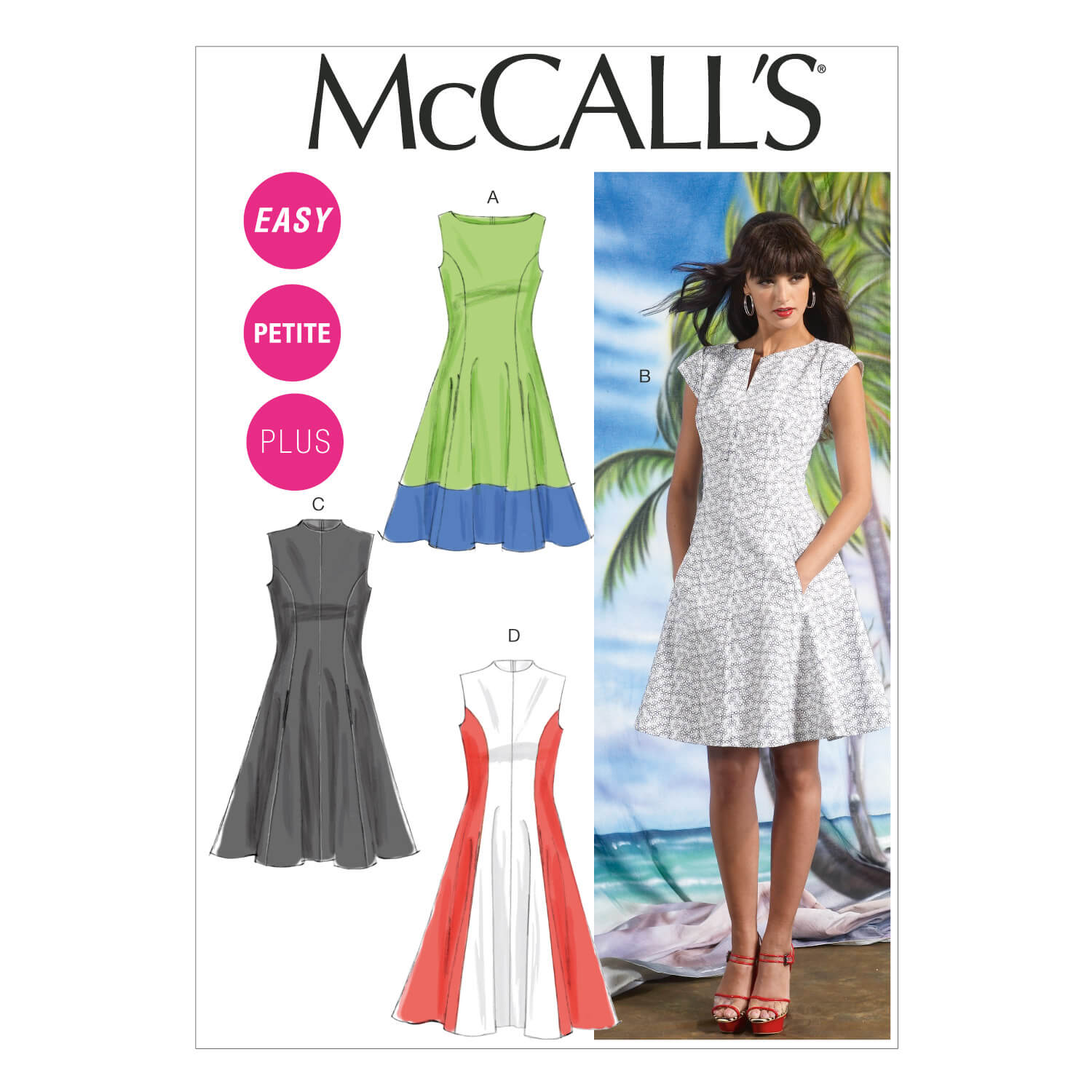 McCall's Sewing Pattern M6741 Misses'/Women's Petite Lined Dresses