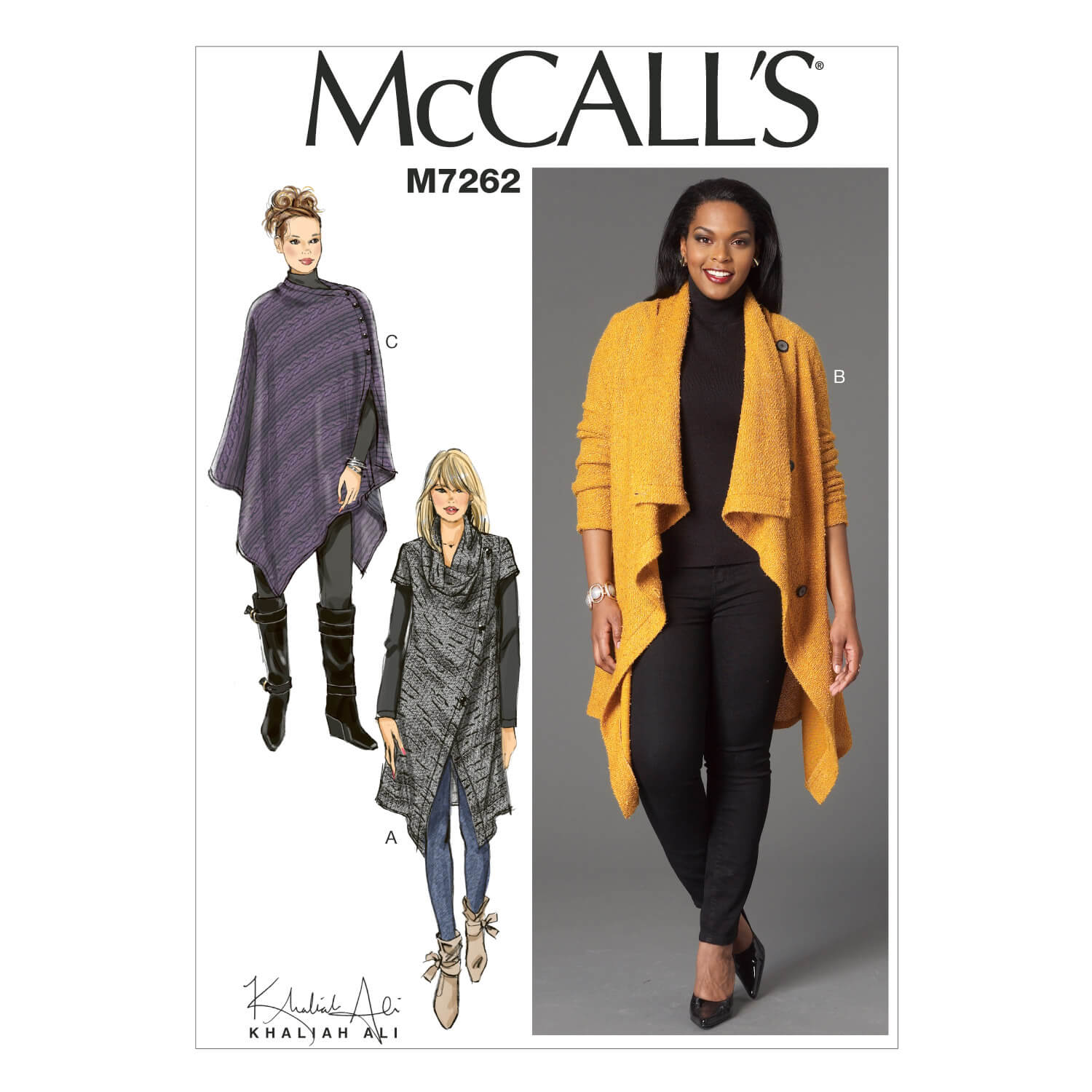 McCall's Sewing Pattern M7262 Misses'/Women's Sweater Coat and Poncho