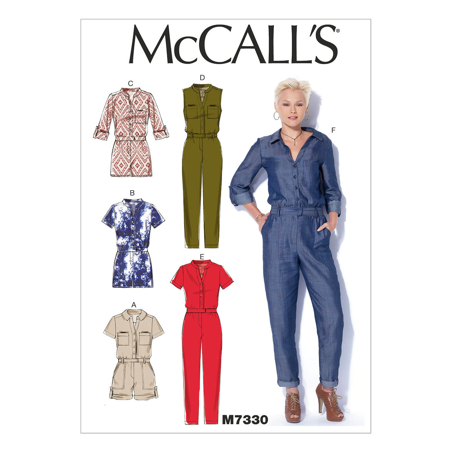 McCall's Sewing Pattern M7330 Misses' Button-Up Rompers and Jumpsuits