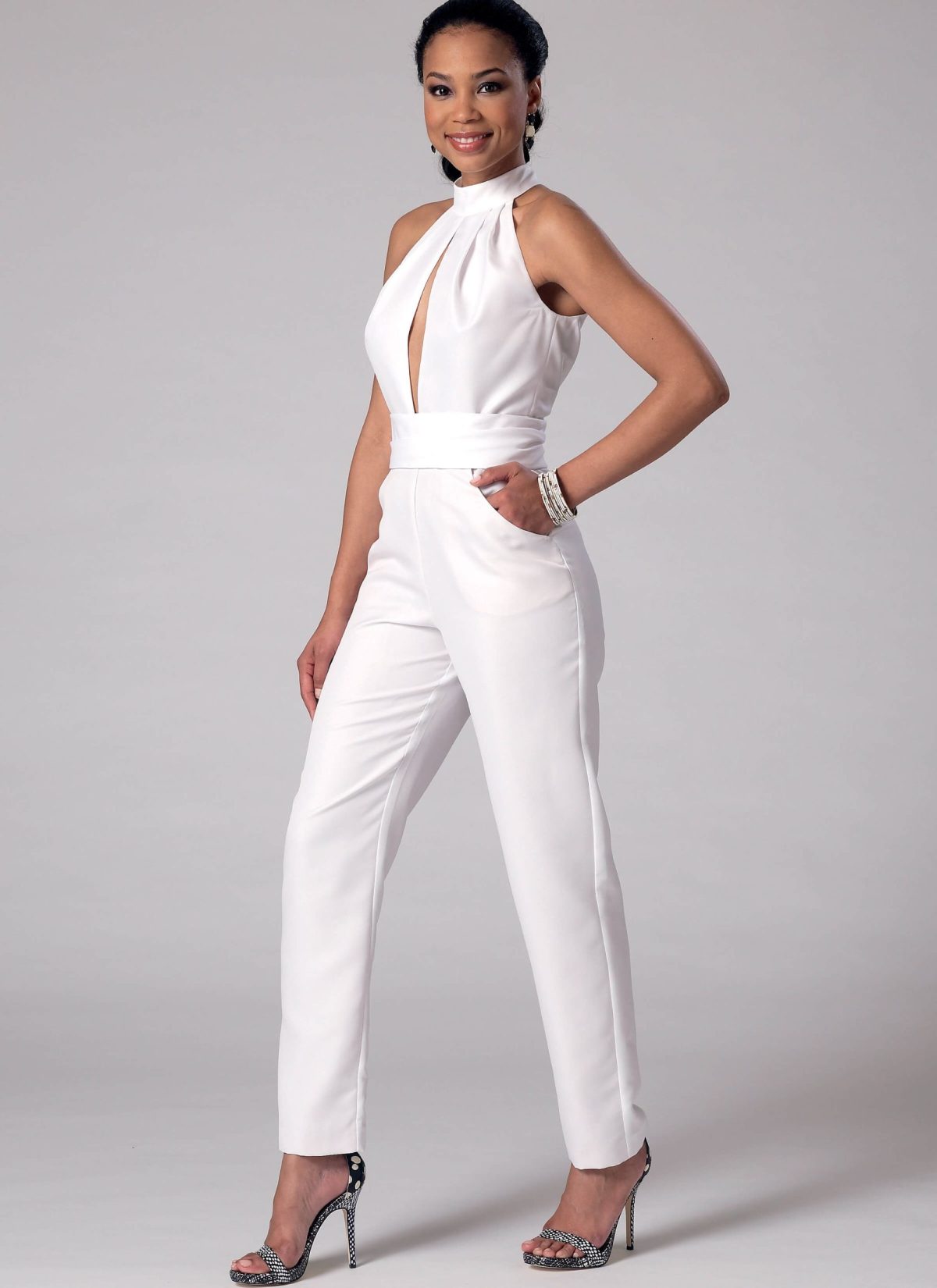 McCall's Sewing Pattern M7366 Misses' Pleated Surplice or Plunging-Neckline Rompers, Jumpsuits and Belt