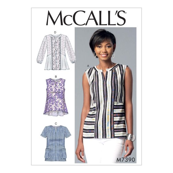 McCall's Sewing Pattern M7390 Misses' Split-Neck, Seam-Detail Tops