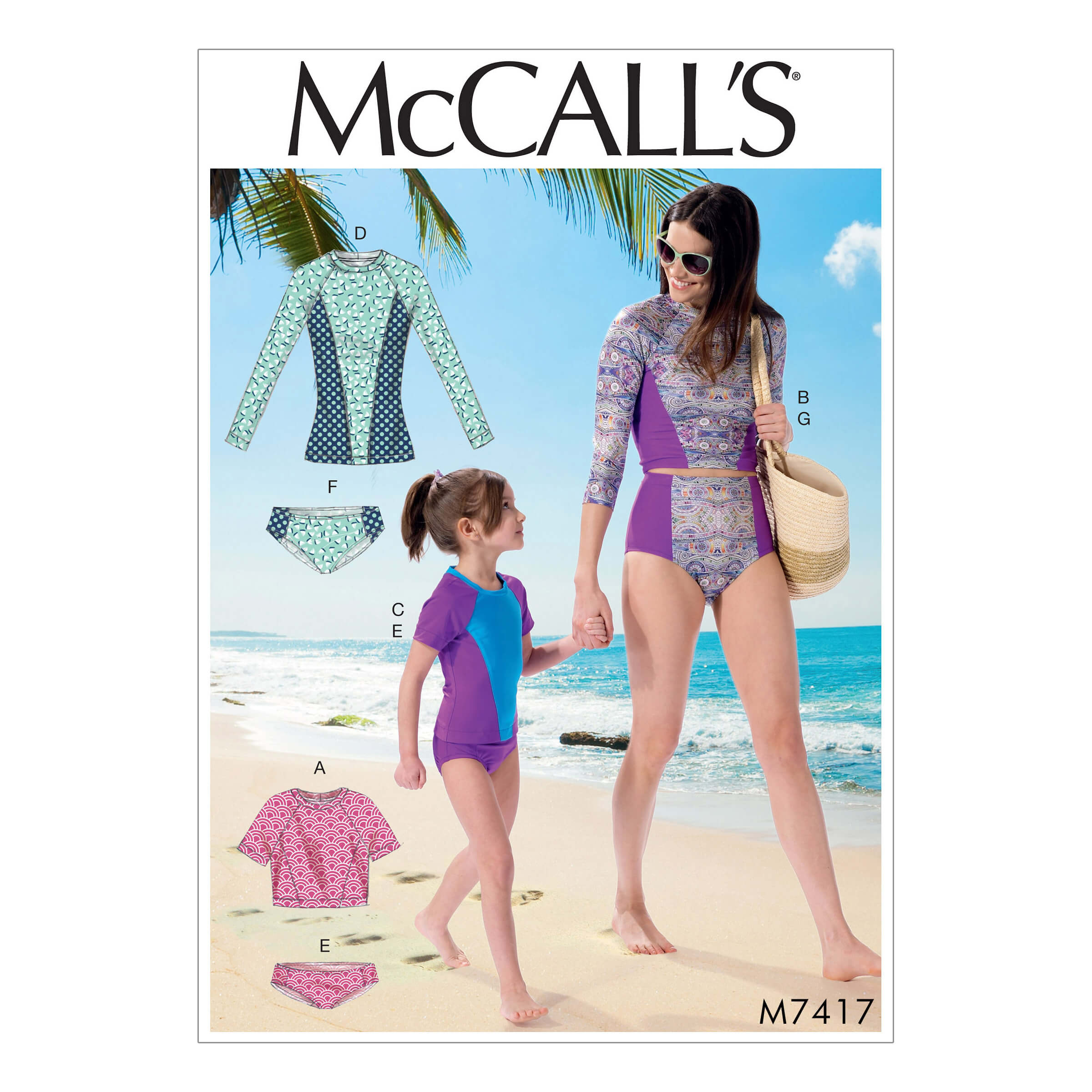McCall's Sewing Pattern M7417 Misses'/Girls' Swimsuits