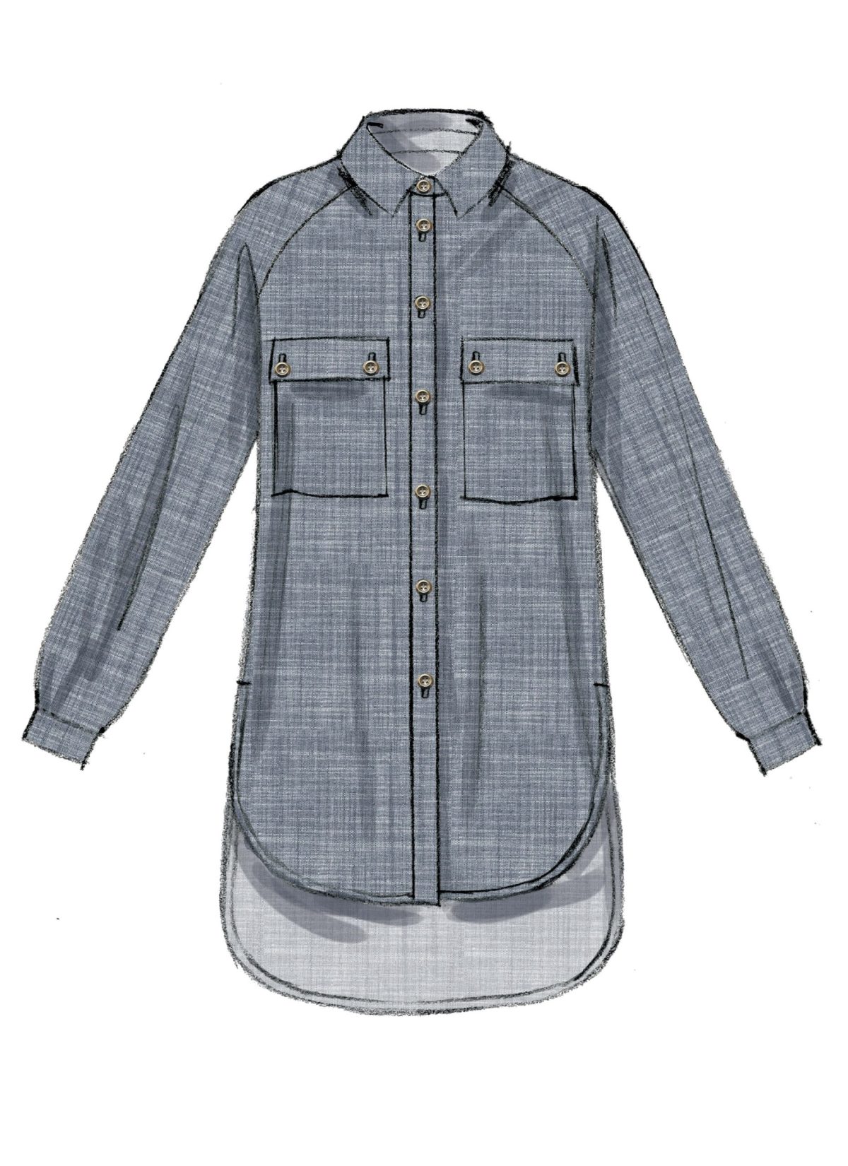 McCall's Sewing Pattern M7472 Misses' Raglan Sleeve, Button-Down Shirts and Tunics
