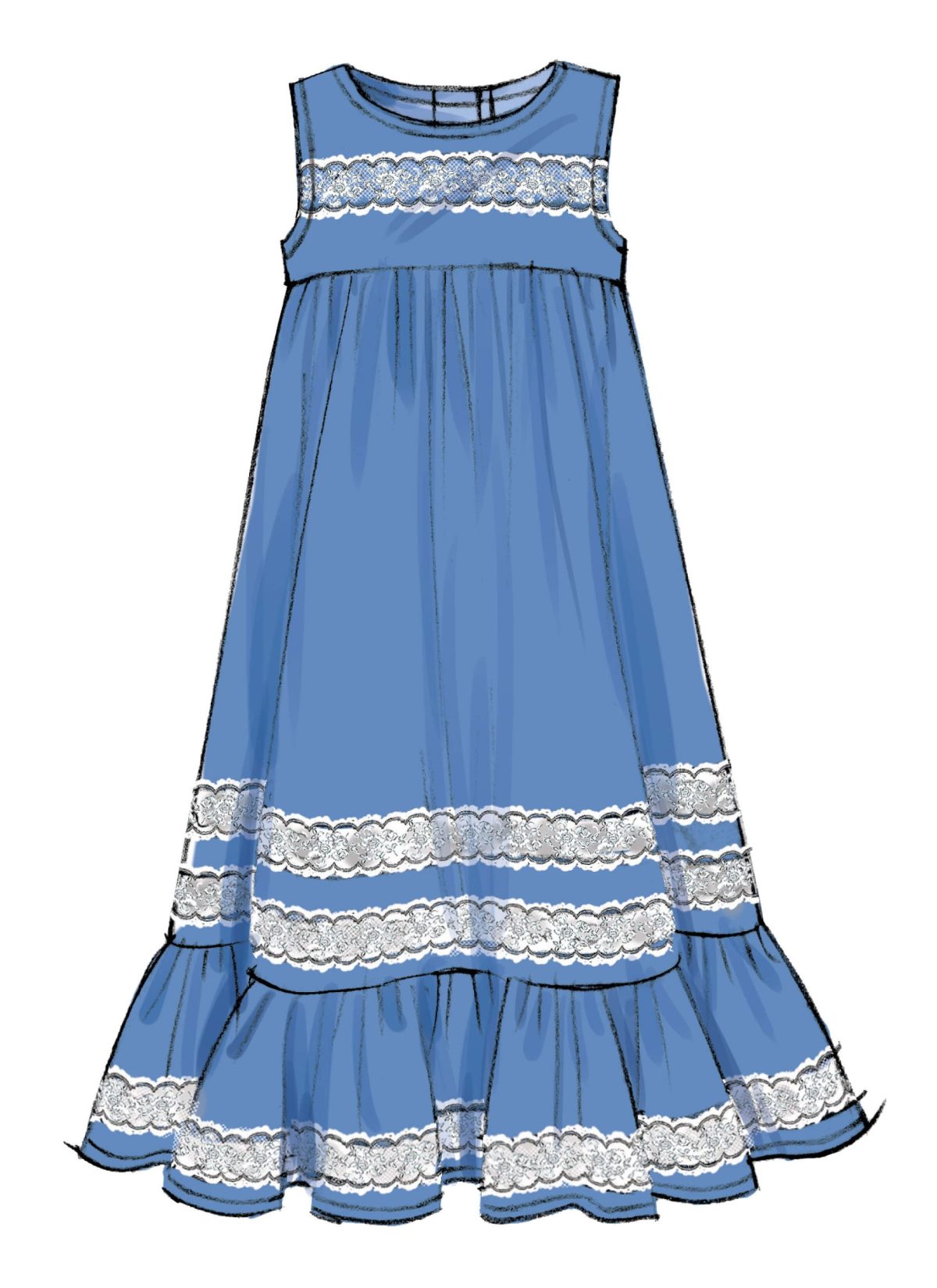 McCall's Sewing Pattern M7558 Children's/Girls' Sleeveless and Ruffle Sleeve Empire-Waist Dresses