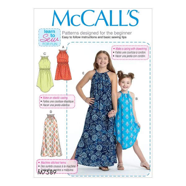 McCall's Sewing Pattern M7589 Children's/Girls' Gathered Neckline Sleeveless Dresses