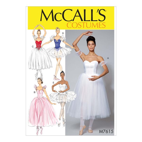 McCall's Sewing Pattern M7615 Misses' Ballet Costumes with Fitted, Boned Bodice and Skirt and Sleeve Variations