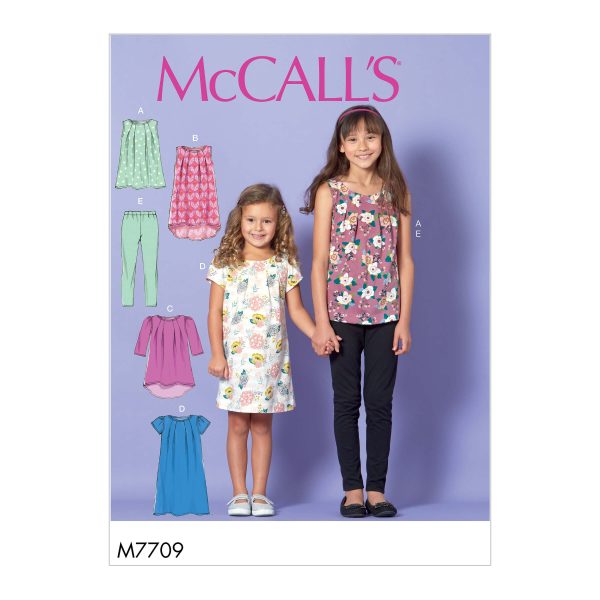 McCall's Sewing Pattern M7709 Children/Girls' Tops, Dresses and Leggings