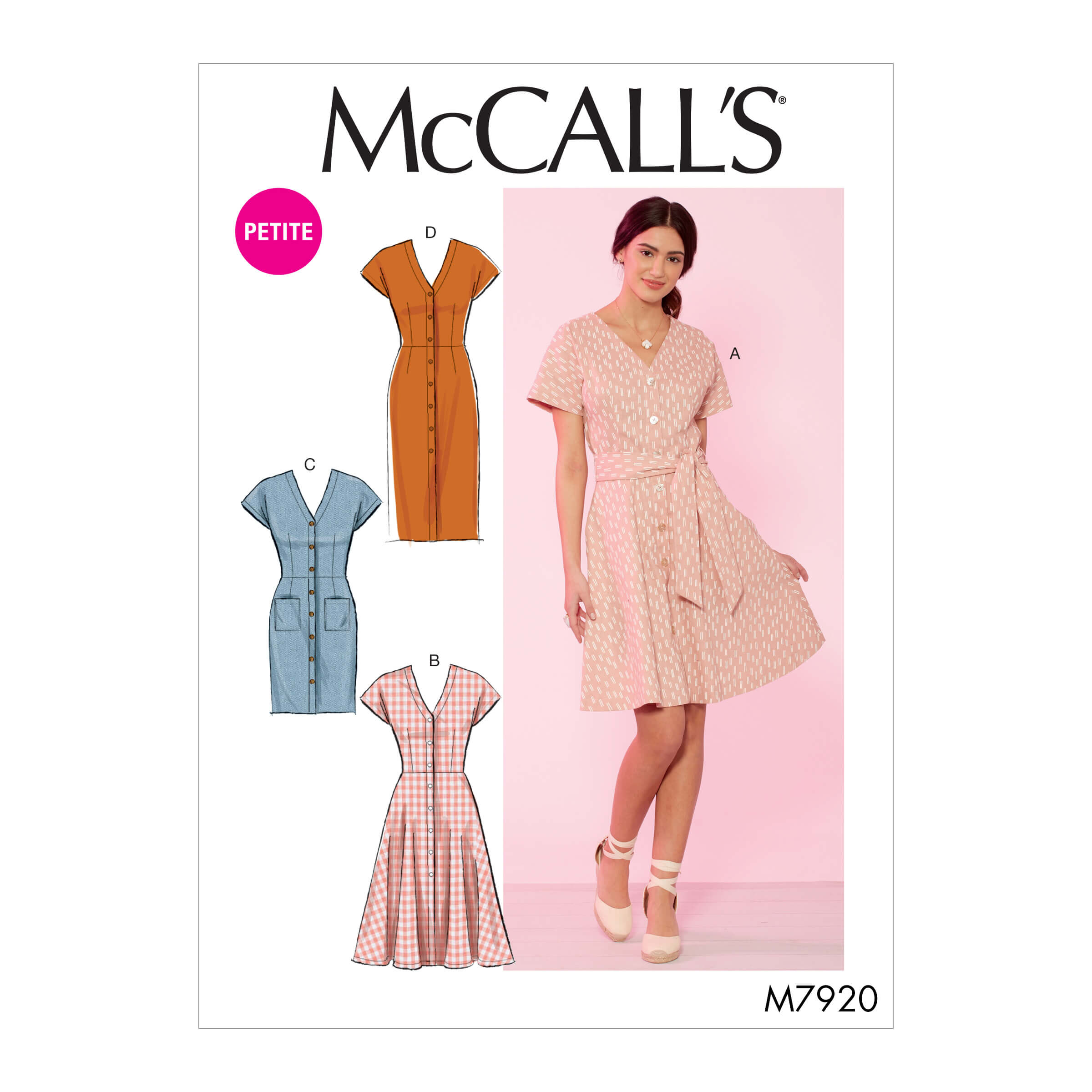 McCall's Sewing Pattern M7920 Misses'/Miss Petite Dresses and Belt
