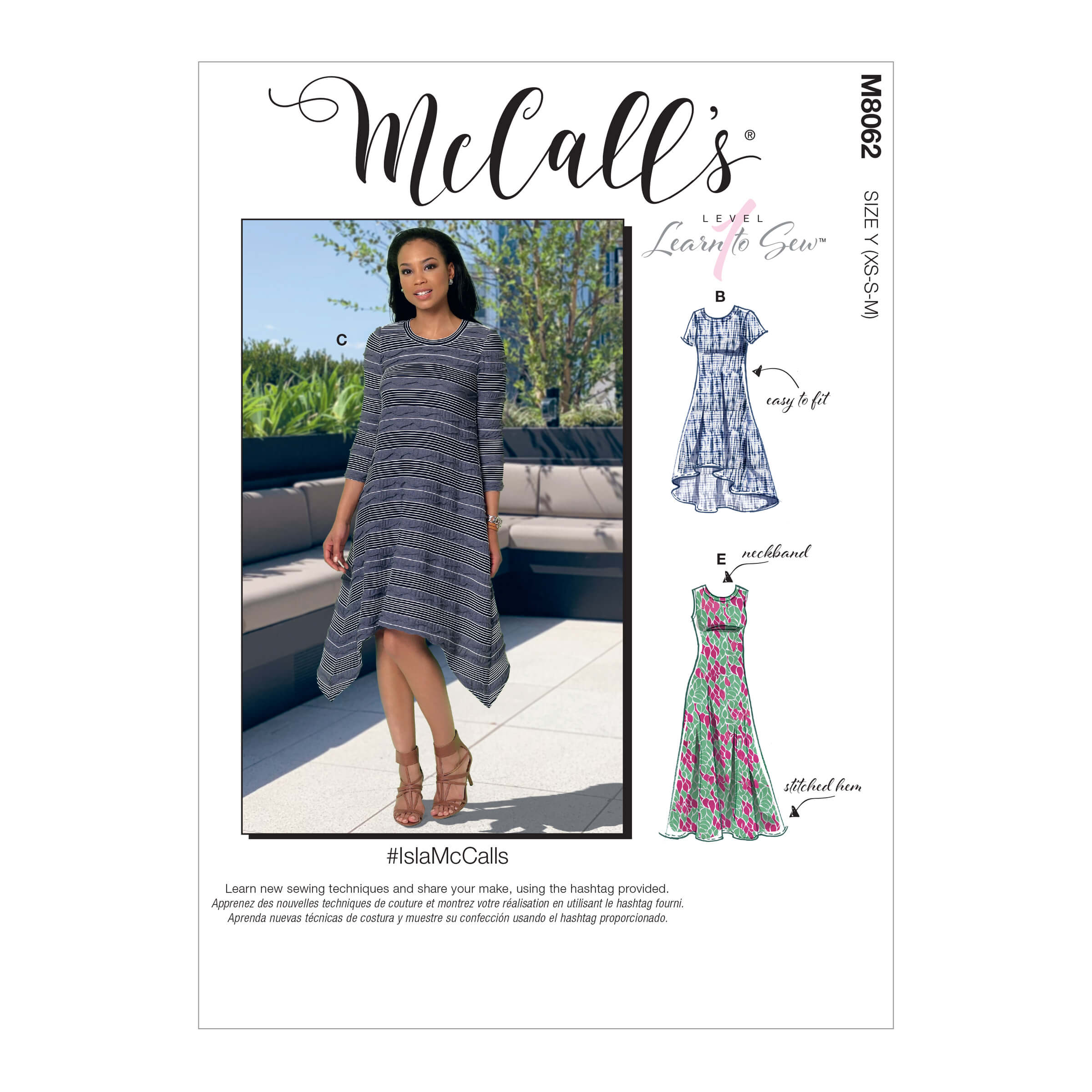 McCall’s M8062 Misses' Straight, Handkerchief, or High-Low Hem Dresses #IslaMcCalls